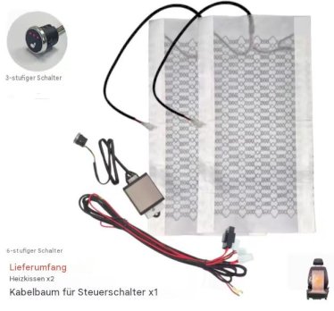 Autositz-Heizungsset, 12 V, 50 W,  1 Sitz, Kohlefaser 