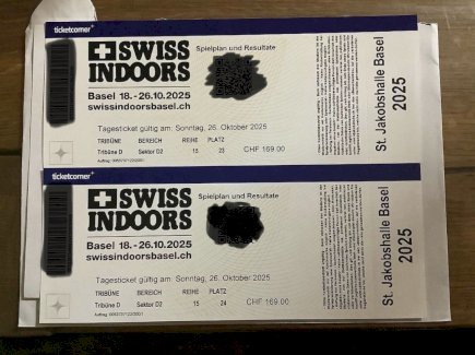 Swiss Indoors Basel 26.10.2025 - 2 Final Tickets - Gratisinserat.ch