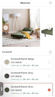 Schöner Schlafsessel aus Cord in Grün
