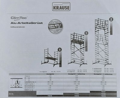 Krause Clim Tec Alu-Arbeitsgerüst: Arbeitshöhe 7 Meter - Gratisinserat.ch