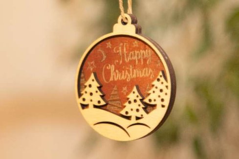 Edler Holz-Weihnachtsanhänger \'Happy Christmas\' - Gratisinserat.ch