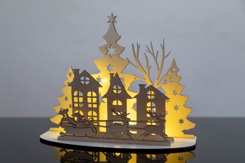 Festliche LED-Weihnachtssilhouette aus Holz