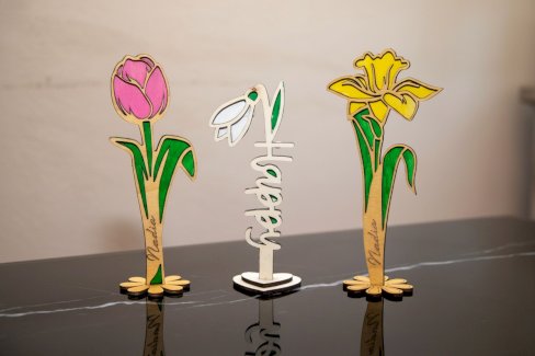 PERSONALISIERTES HOLZBLUMEN-SET FRÜHLINGSGRUß