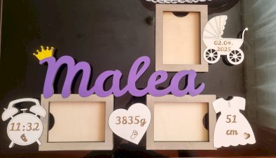 PERSONALISIERTER BABY-FOTORAHMEN MIT GEBURTSDATEN 