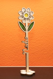 PERSONALISIERTE HOLZBLUME ROSE ODER GÄNSEBLUMEN