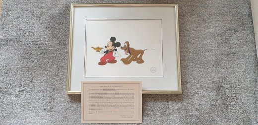  DISNEY Certified Serigraph Cel of Mickey Mouse &Pluto - Rare