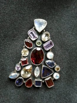 Sehr massiver traumhaft schöner Anhänger mit echten Steinen, 925 Silber! 