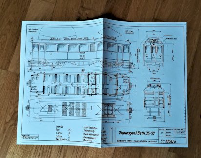 Originaltypenskizze des RhB ABe 4/4 Bernina - Triebwagen Nr. 35 - 37 - Gratisinserat.ch