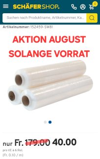 Handstrechfolie 500mm x 300m Neu  - Gratisinserat.ch