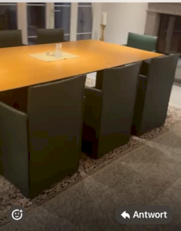Holztisch mit 8 Lederstühlen