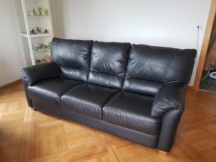 3-er Ledersofa / Sofa schwarz - Gratisinserat.ch