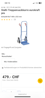 Stahl-Treppensackkarre eurokraft - Gratisinserat.ch