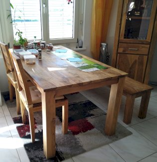 Esstisch, Sitzbank, Stühle - Sheesahmholz - Gratisinserat.ch
