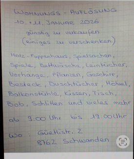 Wohnungsauflösung in 8762 Schwanden GL - Gratisinserat.ch