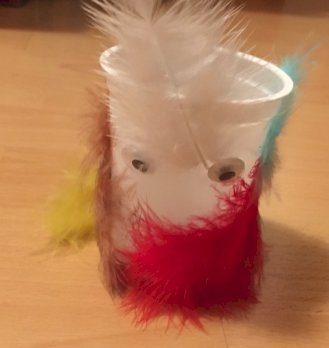 Deko Becher mit Federn