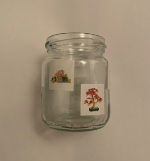 Glasvase mit Pflanzenstickers - Gratisinserat.ch
