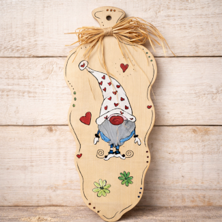 Zopfbrett aus Ahorn mit Wichtel-Motiv – handgemacht – 52×20 cm