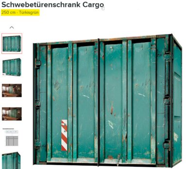 Schwebetürenschrank Cargo B 250 / H 216 / T 68 cm