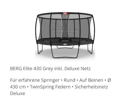 BERG Trampolin Elite 430, grey - Gratisinserat.ch