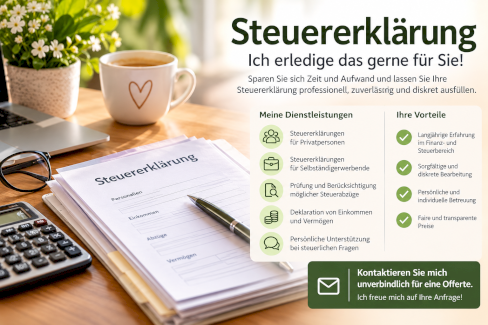Steuererklärung?  Ich erledige das gerne für Sie! - Gratisinserat.ch