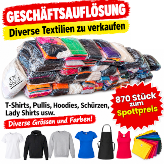 870 Stk. T-Shirts, Hoodies, Pullis & mehr