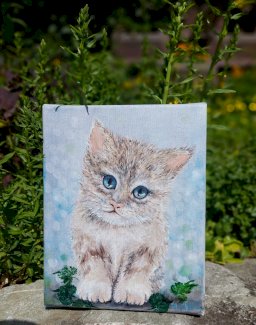 Katze Oelgemaelde Busi, handgemalt - Gratisinserat.ch