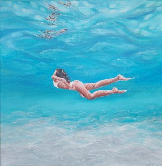 Wasser Schwimmen Gemaelde neu, profi