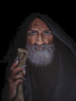 Schwarz, Wizzard Bart gemalt von mir UNIKAT