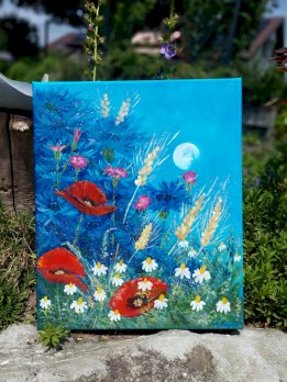 Kornblumen Mohn Gemaelde handgemalt NEU
