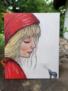 Rotkappchen neue Oelgemaelde handgemalt
