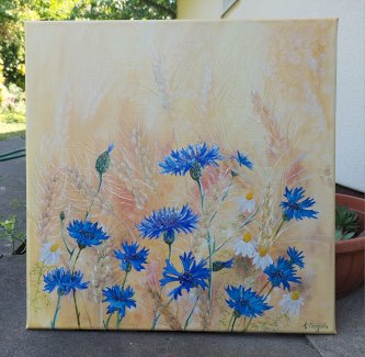 Kornblumen Feld neue Oelgemaelde