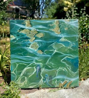 Forelle Wasser gemalt von mir 80x80 - Gratisinserat.ch