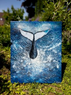 Fisch Wasser Wal handgemalt 60/50