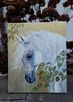 Goldiges Pferd handgemalt