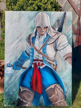 Gemaelde Warrior Assasin, handgemalt