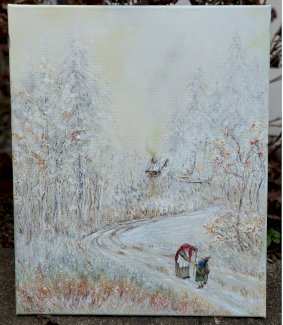 Winter Gemaelde neu, handgemalt