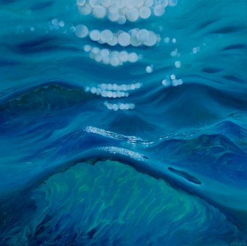 Wasser See Blau handgemalt