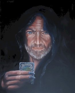 Wizzard mit Karte, neu. Oelgemaelde - Gratisinserat.ch