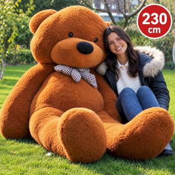 Teddybär XXL 230 cm dunkelbraun mit Schleife Geschenk-Hit