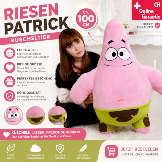 Patrick Star aus SpongeBob Schwammkopf XXL Plüschtier ca. 100 cm extra weich Kuscheltier Neu