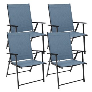 Gartenstuhl REA 4er Set dunkelblau/schwarz