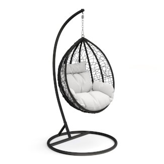 Hängesessel mit Gestell PANAMA schwarz/weiss