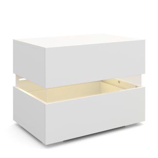 Nachttisch LED LUCA mit 2 Schubladen weiss