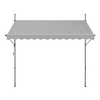 Balkonmarkise mit LED 300 x 150 cm grau