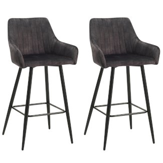 Barhocker Samt LEE 2er Set anthrazit