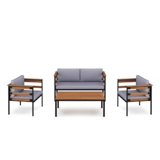 Lounge Holz MARLA schwarz/natur/grau