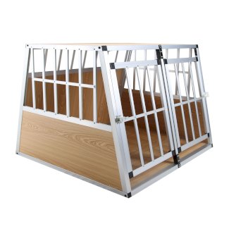 Doppelhundebox Alu geneigte Rückseite S hellbraun