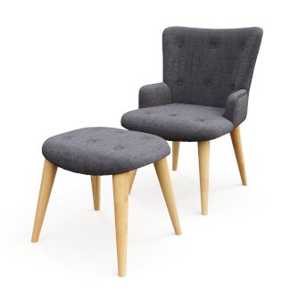 Sessel mit Hocker NEVIO anthrazit