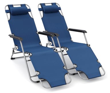 Liegestuhl Campingstuhl blau 2er Set