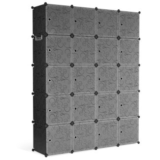 Kleiderschrank Steckregal schwarz / weiss 20 Boxen